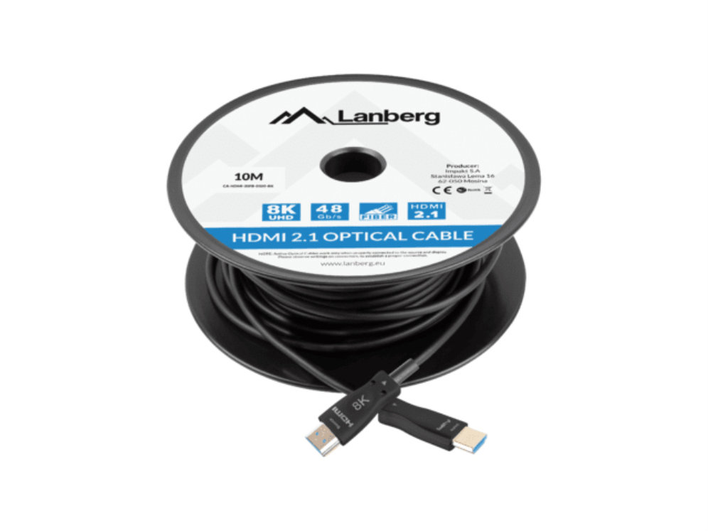 CABLE HDMI AOC LANBERG V2.1 M/M OPTICO ACTIVO 8K 60HZ 10M NEGRO