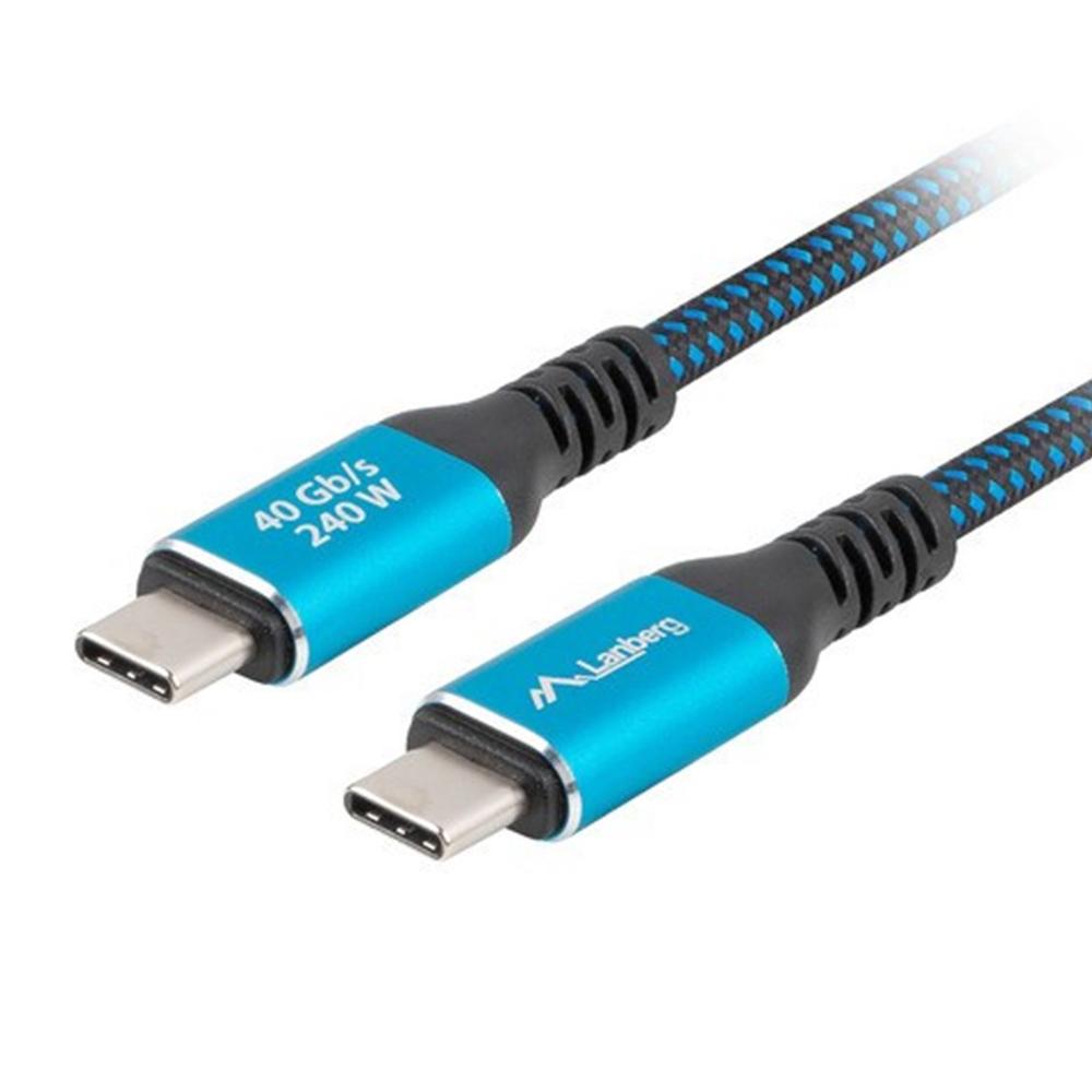 CABLE USB TIPO C 4.0 LANBERG / MACHO- MACHO 240W / 8K / 60HZ / 1M / AZUL