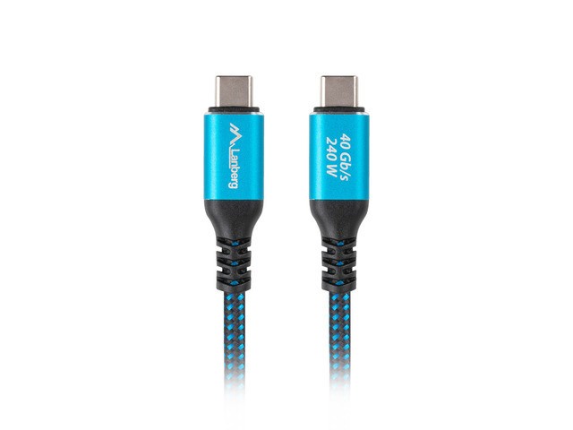 CABLE USB TIPO C 4.0 LANBERG / MACHO- MACHO 240W / 8K / 60HZ / 1M / AZUL