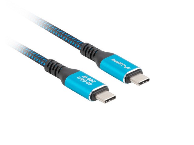 CABLE USB TIPO C 4.0 LANBERG / MACHO- MACHO 240W / 8K / 60HZ / 1M / AZUL