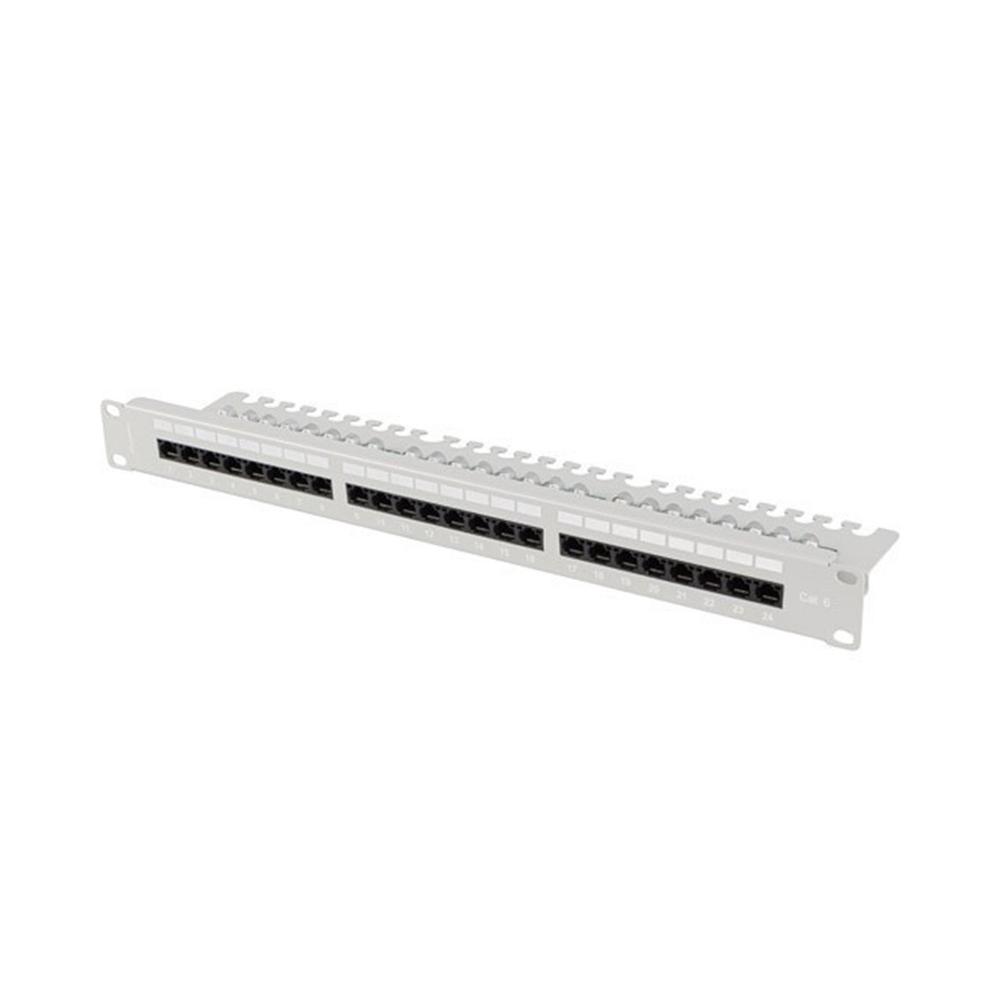 PATCH PANEL LANBERG 24 PUERTOS 1U 19" CAT.6 UTP CON ORGANIZADOR CABLES GRIS