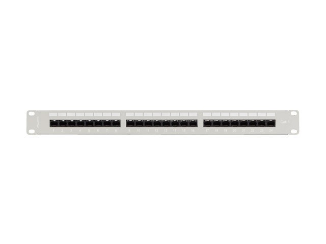 PATCH PANEL LANBERG 24 PUERTOS 1U 19" CAT.6 UTP CON ORGANIZADOR CABLES GRIS