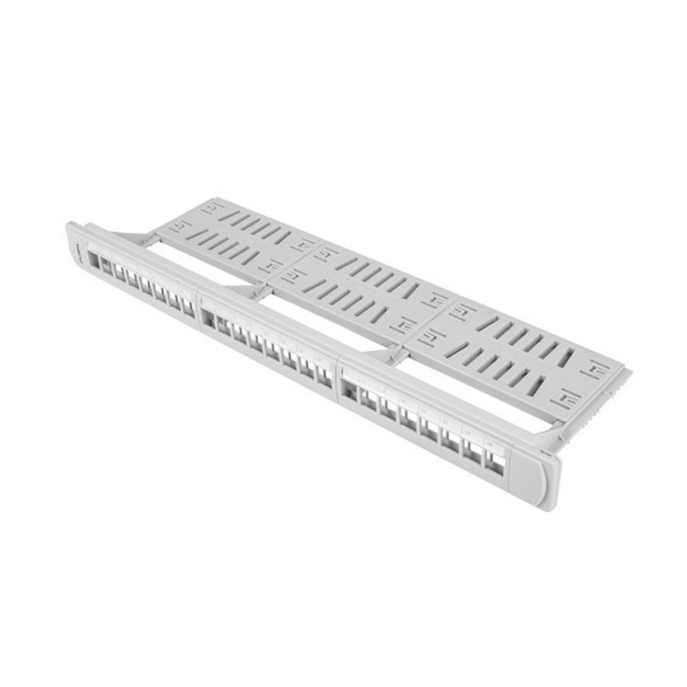 PATCH PANEL LANBERG 24 PUERTOS 1U RACK 19" ORGANIZADOR MODULOS KEYSTONE GRIS