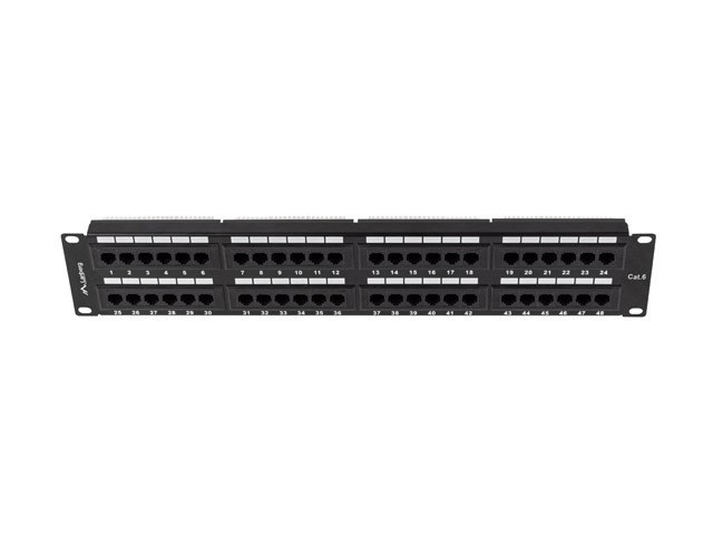 PATCH PANEL LANBERG 48 PUERTOS 2U 19" CAT.6 NEGRO