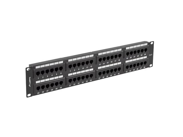 PATCH PANEL LANBERG 48 PUERTOS 2U 19" CAT.6 NEGRO