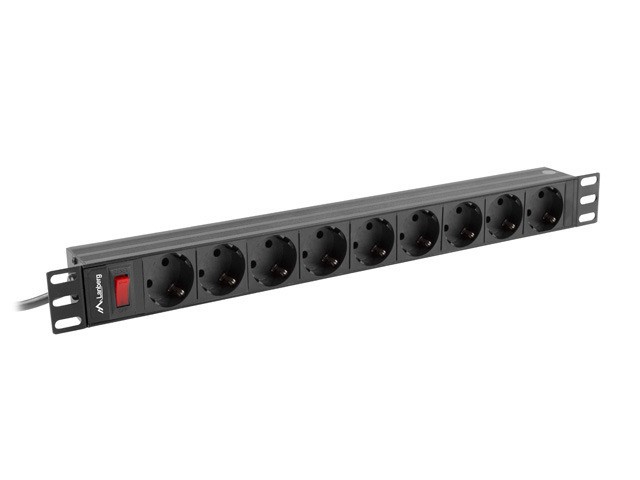 REGLETA LANBERG 1U 16A 9X SCHUKO RACK 19" 3M NEGRO