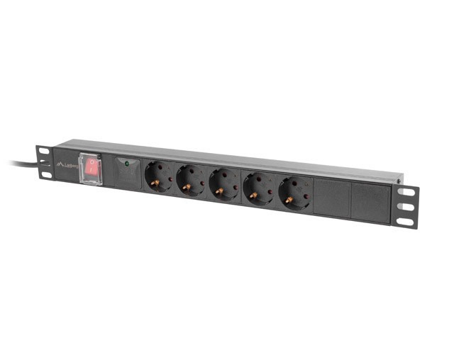 REGLETA LANBERG 1U 16A RACK 19" 5X SOCKET SCHUKO NEGRO 2M