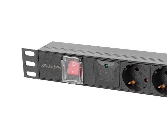 REGLETA LANBERG 1U 16A RACK 19" 5X SOCKET SCHUKO NEGRO 2M