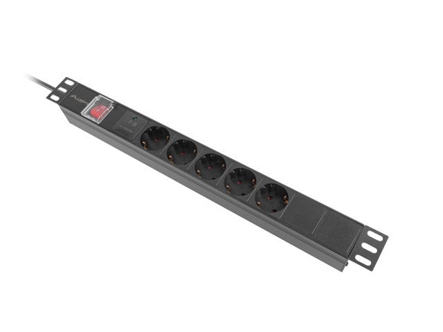 REGLETA LANBERG 1U 16A RACK 19" 5X SOCKET SCHUKO NEGRO 2M