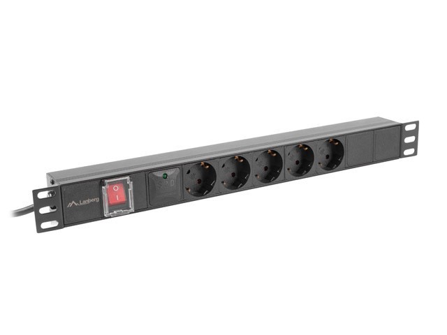 REGLETA LANBERG 1U 16A RACK 19" 5X SOCKET SCHUKO NEGRO 2M