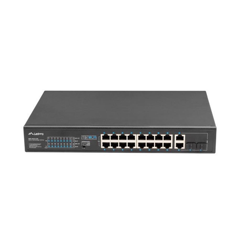 SWITCH LANBERG 18 PUERTOS 100MB 16xPOE+/2x GBIT ETHER 250W RACK 19"