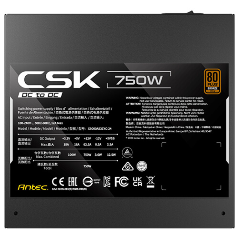 FUENTE ALIMENTACION ANTEC CSK750DC EC GAMING ATX 750W