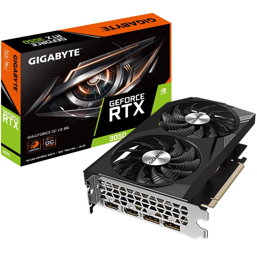 TARJETA GRAFICA GIGABYTE RTX 3050 WINDFORCE OC V2 8GB GDDR6/ 2X DP/ 2X HDMI PCI EXPRESS 4.0