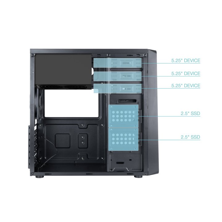 CAJA ORDENADOR TOOQ TQC-5701-SP PRISMA ULTRA ATX NEGRA + FUENTE 500W