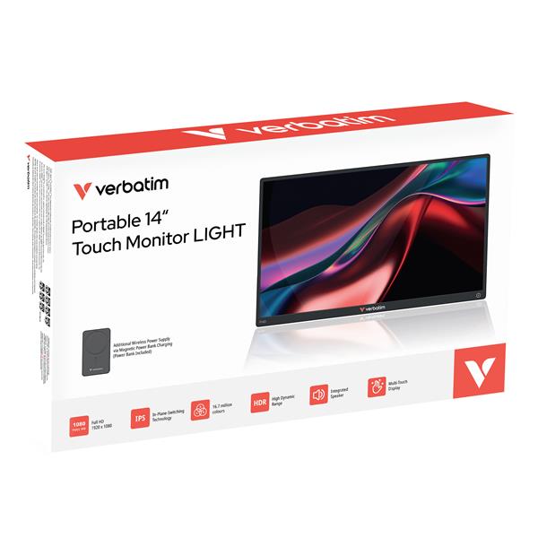 MONITOR PORTATIL VERBATIM 32088 14" FHD 120HZ + BATERIA 500MAH