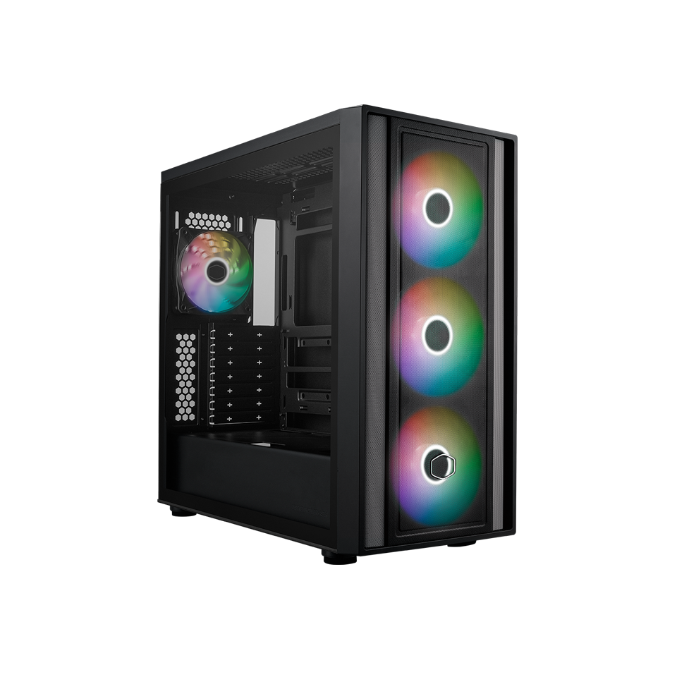 CAJA ORDENADOR GAMING COOLER MASTER MASTERBOX 600 ATX ARGB CRISTAL TEMPLADO NEGRA