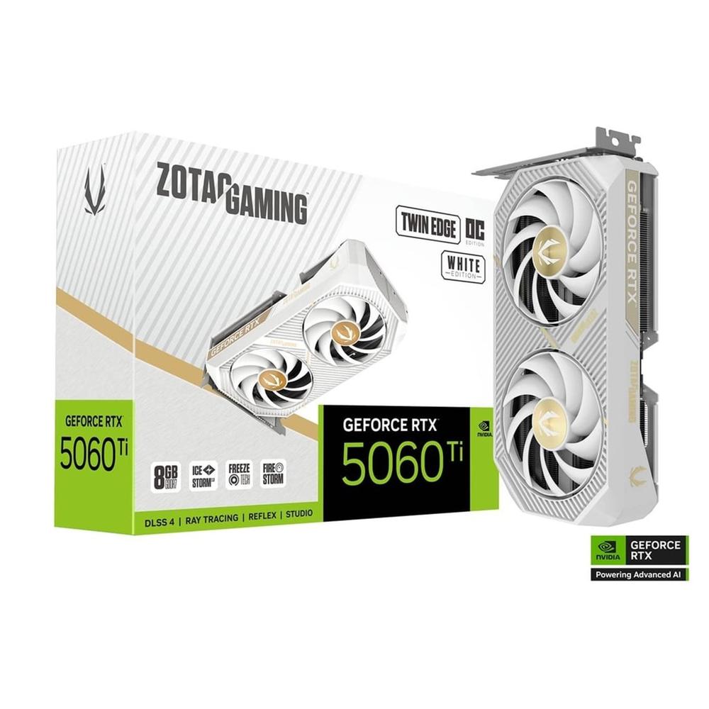 TARJETA GRAFICA ZOTAC GAMING RTX 5060 TI TWIN EDGE OC WHITE EDITION 8GB GDDR7/ 3X DP/ 1X HDMI PCI EXPRESS 5.0
