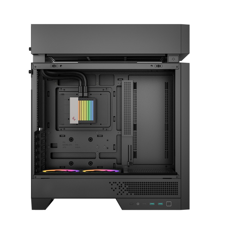 CAJA ORDENADOR GAMING DEEPCOOL CL6600 WH ATX RGB CRISTAL TEMPLADO NEGRA Y MADERA
