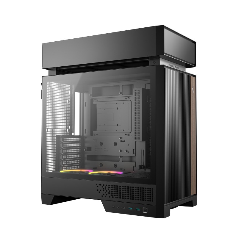 CAJA ORDENADOR GAMING DEEPCOOL CL660 ATX ARGB CRISTAL TEMPLADO NEGRA Y MADERA