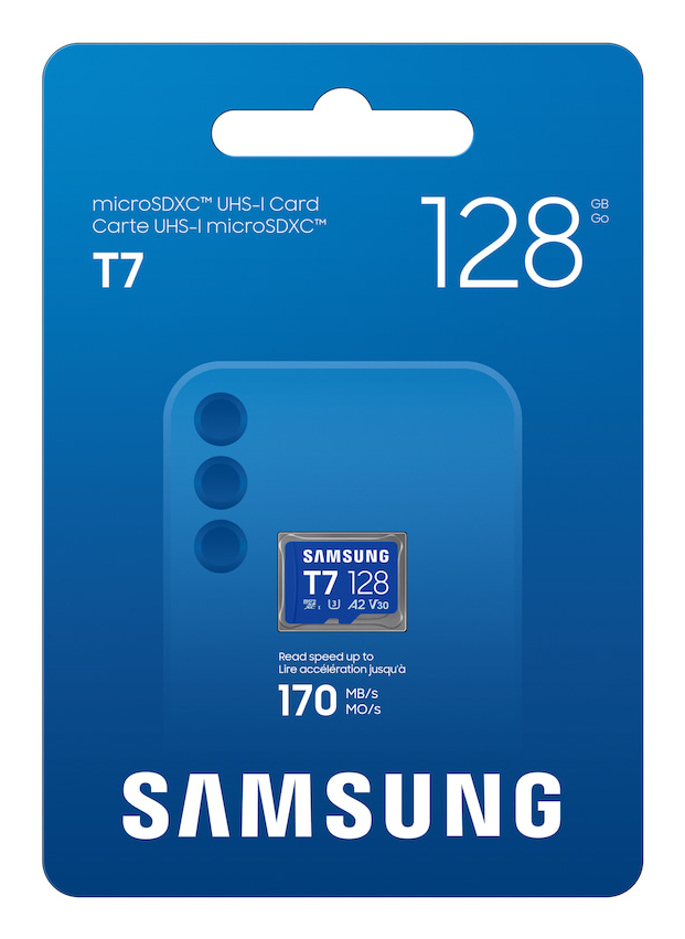 TARJETA MEMORIA MICRO SD SAMSUNG 128GB SDXC T7 CLASE10 U3 V30 A2
