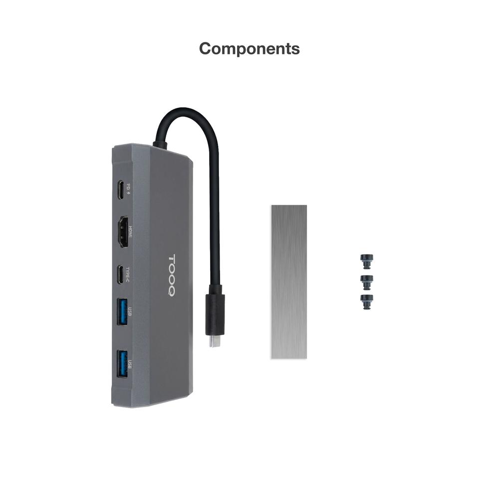 CARCASA DISCO DURO TOOQ TQE-2241G PARA SSD M.2 + HUB USB TIPO C 5 EN 1