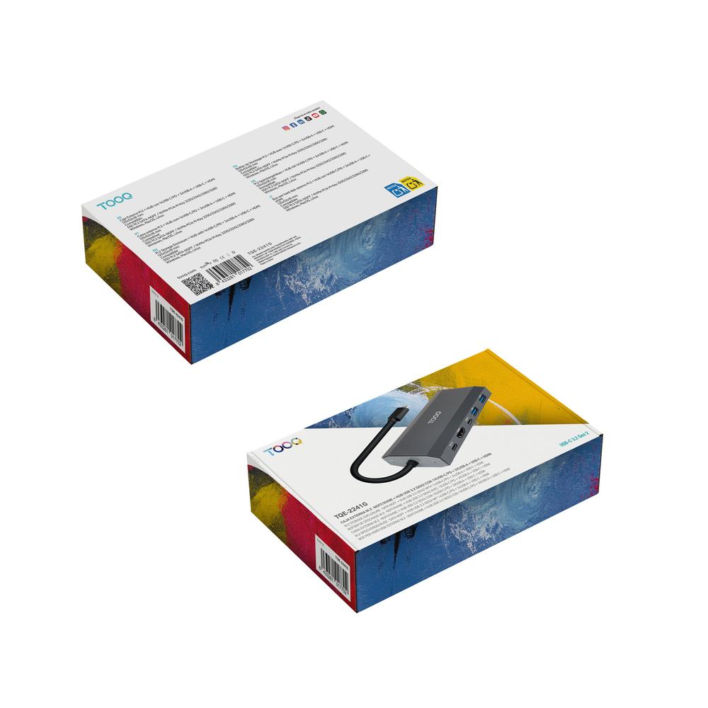 CARCASA DISCO DURO TOOQ TQE-2241G PARA SSD M.2 + HUB USB TIPO C 5 EN 1
