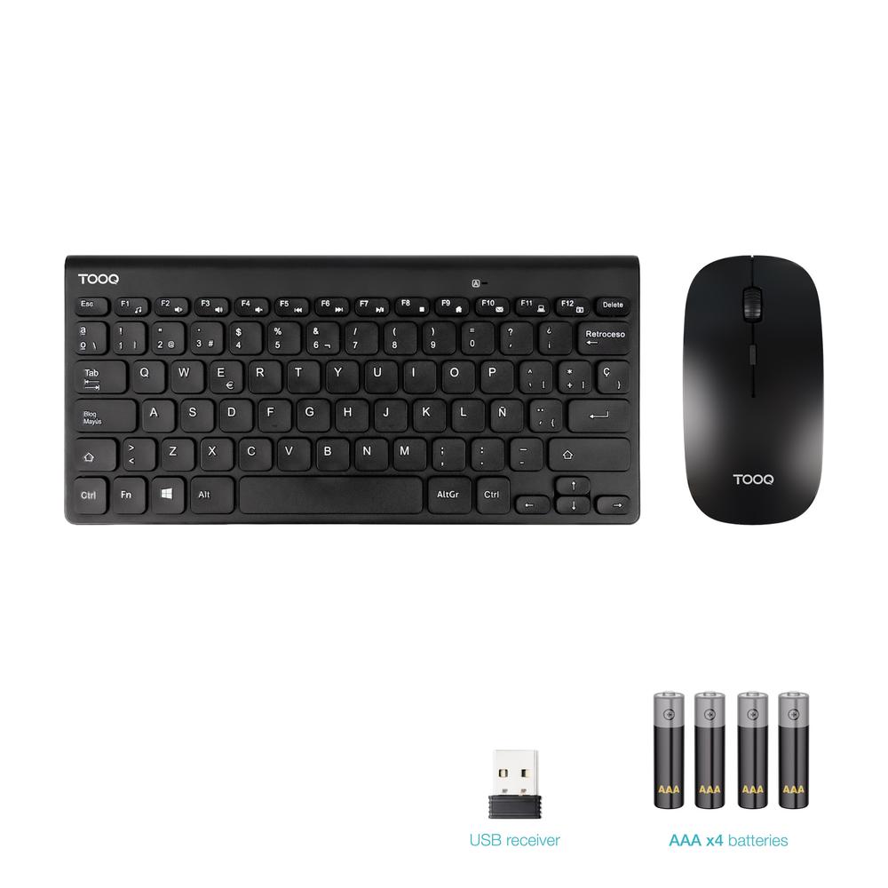 TECLADO + RATON TOOQ TQKMW-3101-B RF INALAMBRICO NEGRO COMPACTO