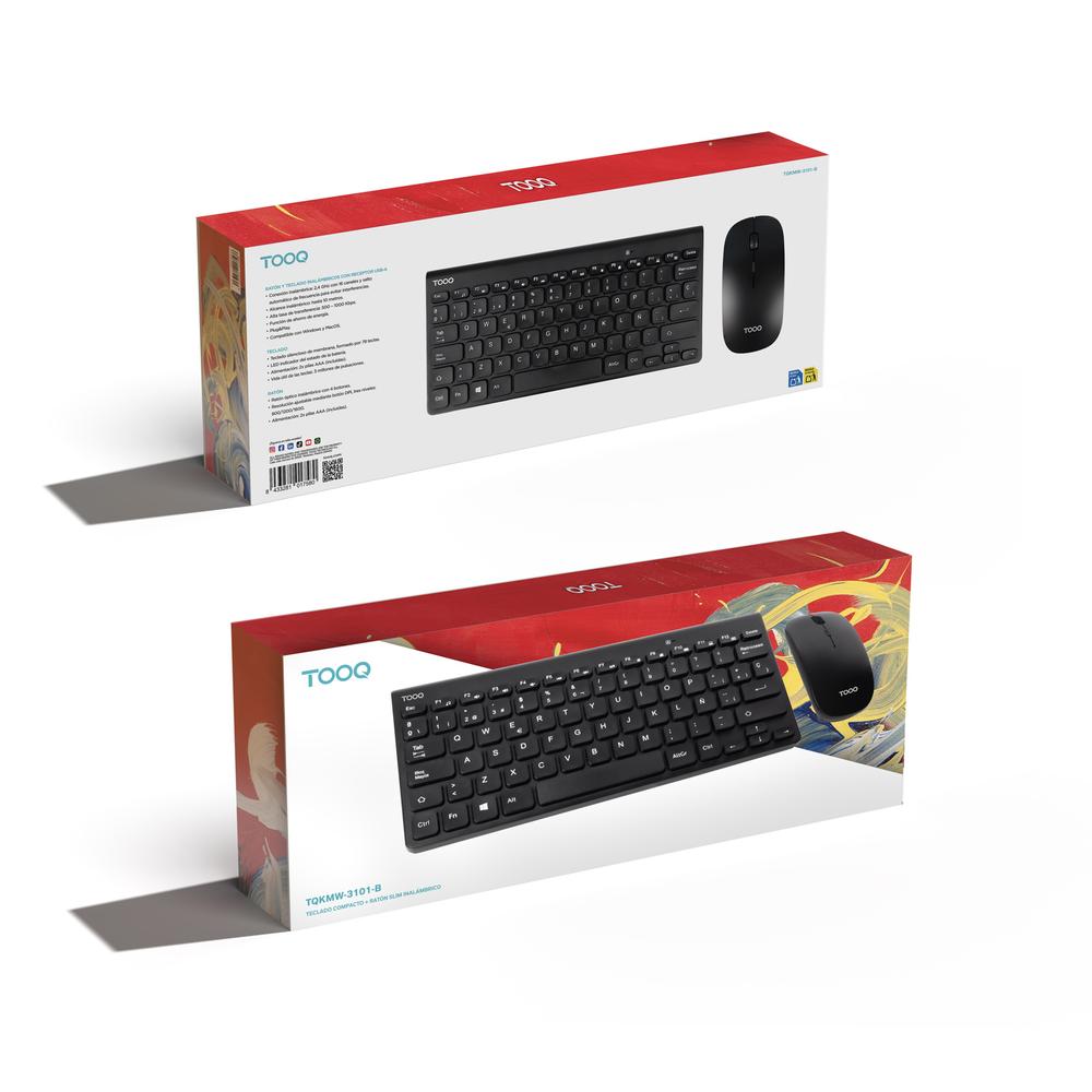 TECLADO + RATON TOOQ TQKMW-3101-B RF INALAMBRICO NEGRO COMPACTO