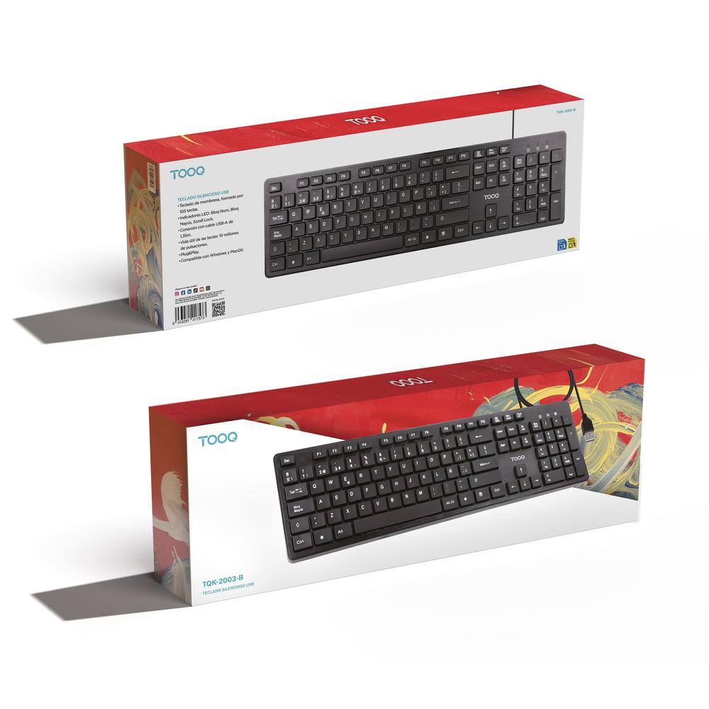 TECLADO TOOQ TQK-2003-B NEGRO SILENCIOSO