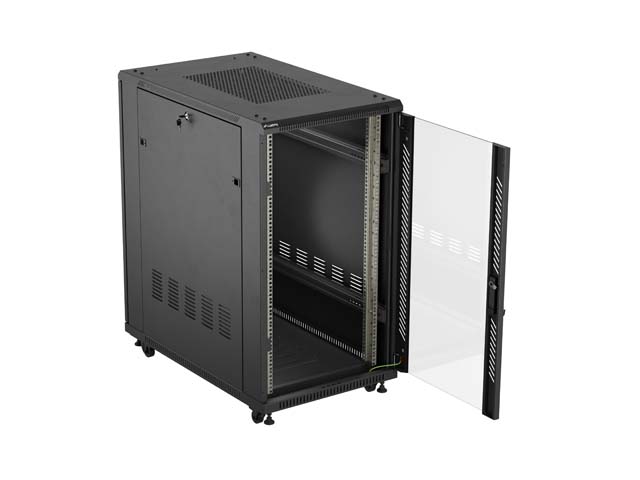 ARMARIO LANBERG RACK 19" 22U/ 600X1000 FLAT PACK PUERTA CRISTAL NEGRO
