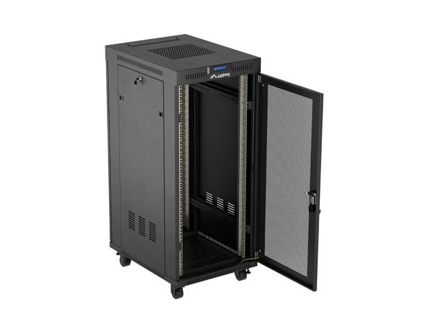 ARMARIO LANBERG RACK 19" 27U/ 600X800 FLAT PACK PUERTA MESH NEGRO CON LCD