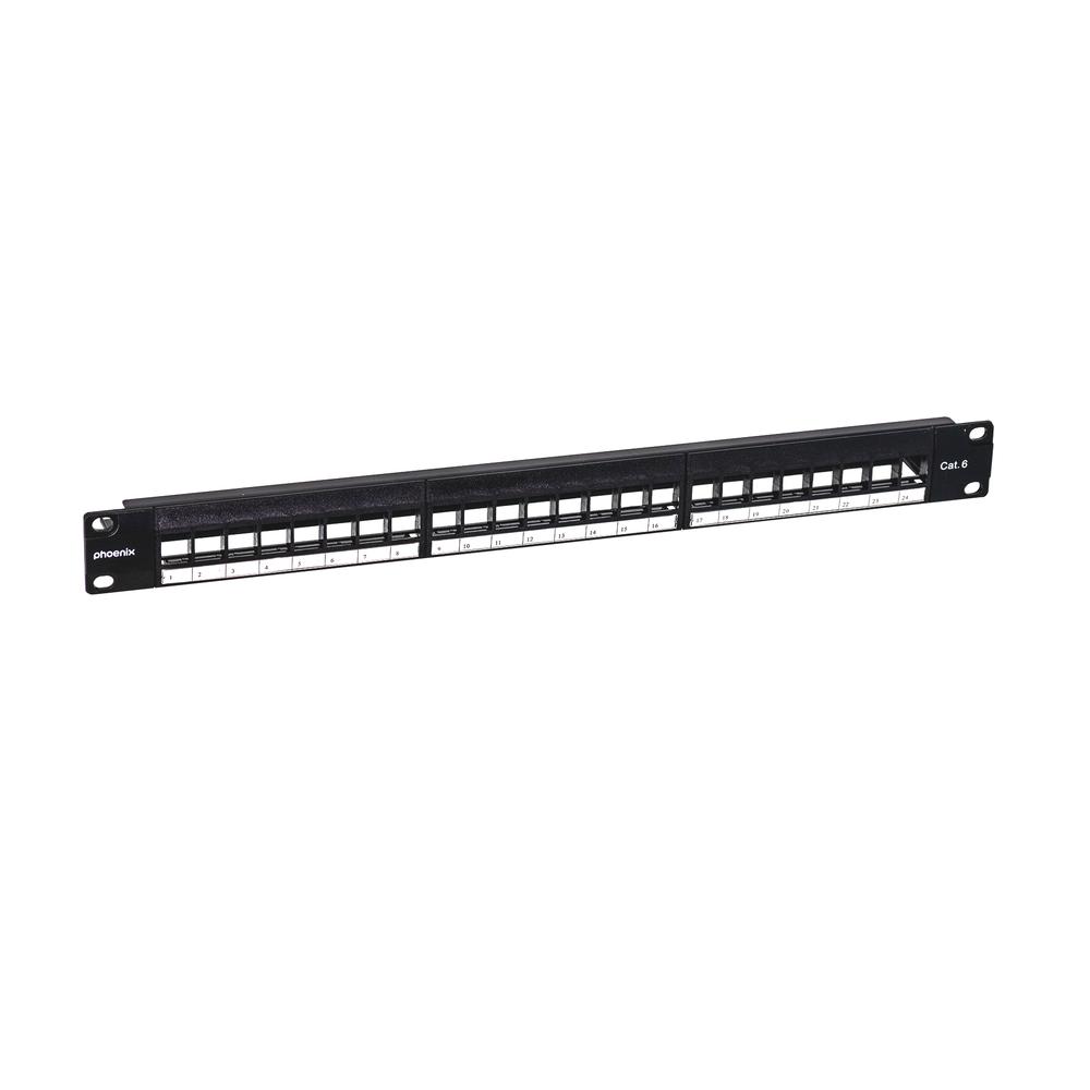 Phoenix Patch Panel Vacio para Rack de 24 Puertos Categoria 6 1U