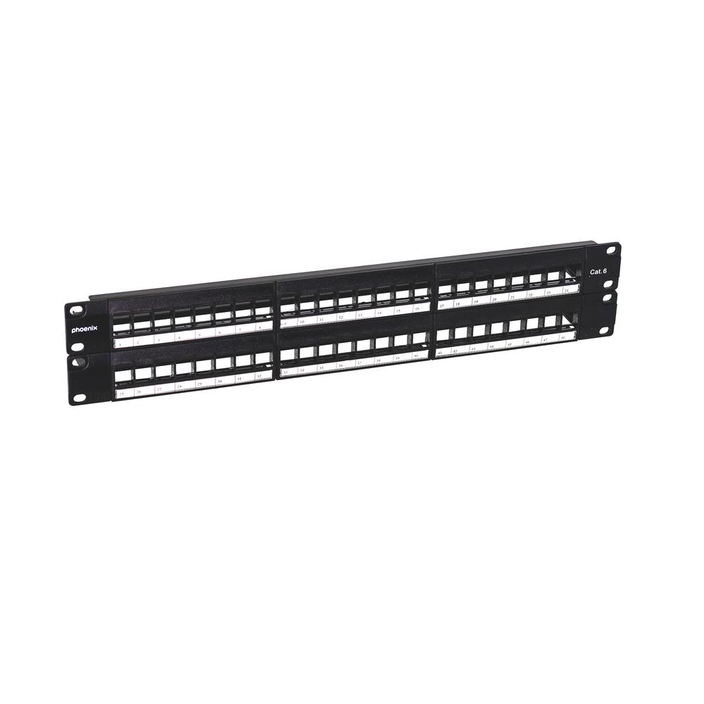 Phoenix Patch Panel Vacio para Rack de 48 Puertos Categoria 6 1U