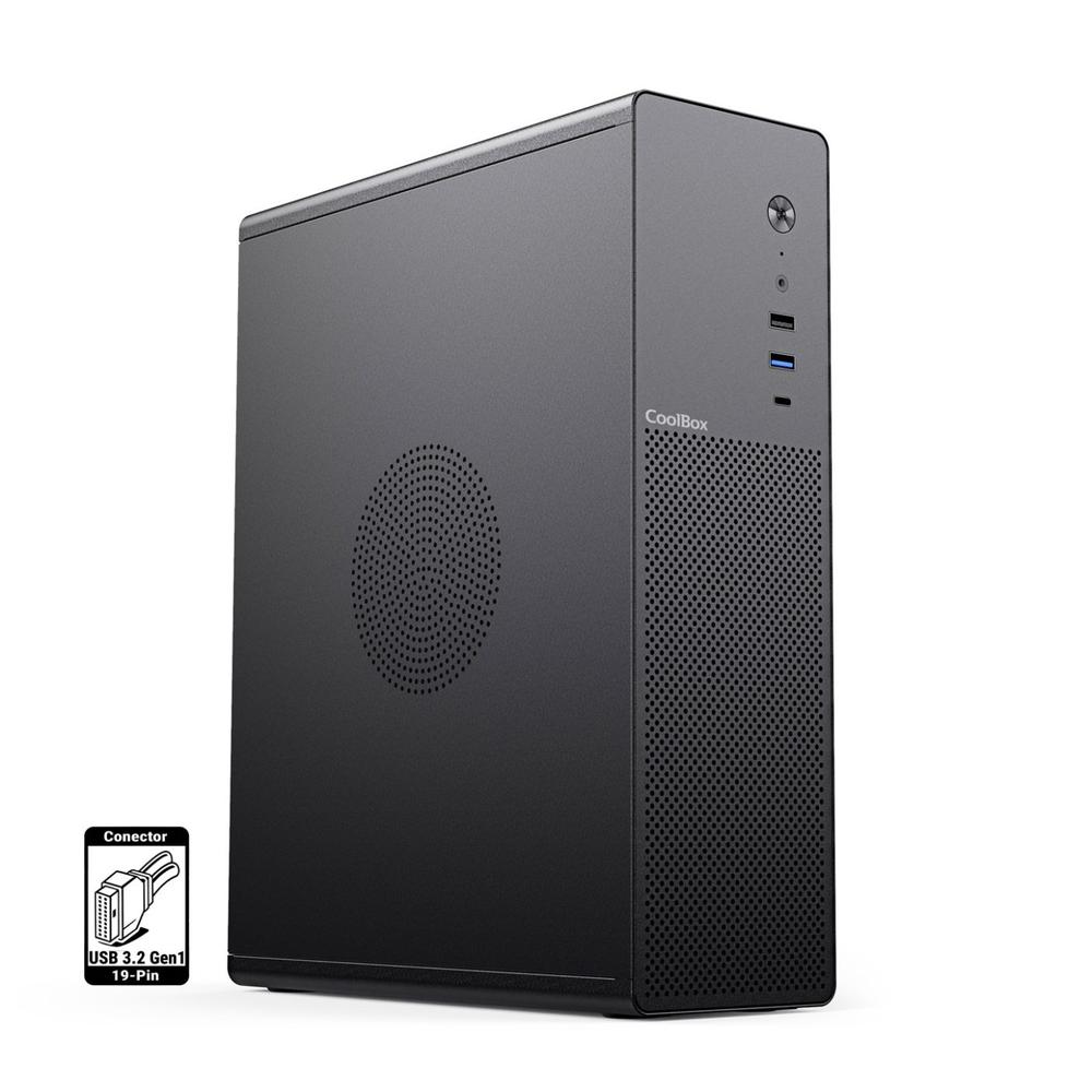 CAJA ORDENADOR COOLBOX MATX SLIM T100 USB-C 3.2 GEN1 FULL METAL S/FTE + 1 VENT. 90MM