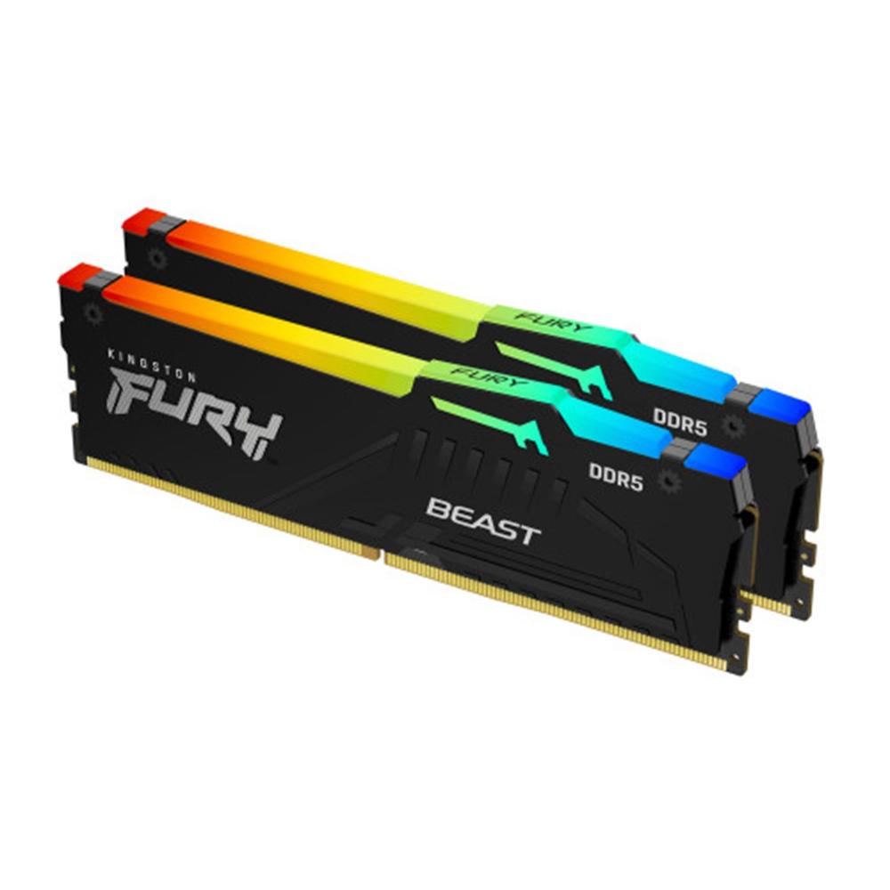 MEMORIA RAM DDR5 64GB 2X 32GB KINGSTON / 6000MT/S / PC5-48000 / FURY BEAST RGB / CL36 / 1.35V