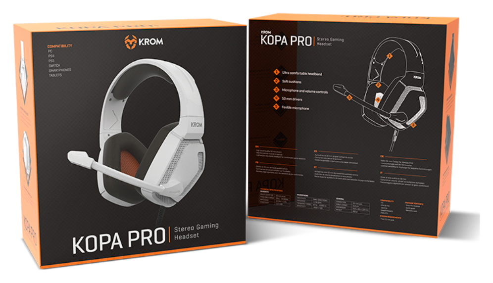 Krom Kopa Pro Auriculares Alámbrico Diadema Juego Blanco