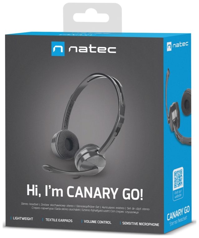 NATEC Canary Go Auriculares Alámbrico Diadema Oficina/Centro de llamadas Negro
