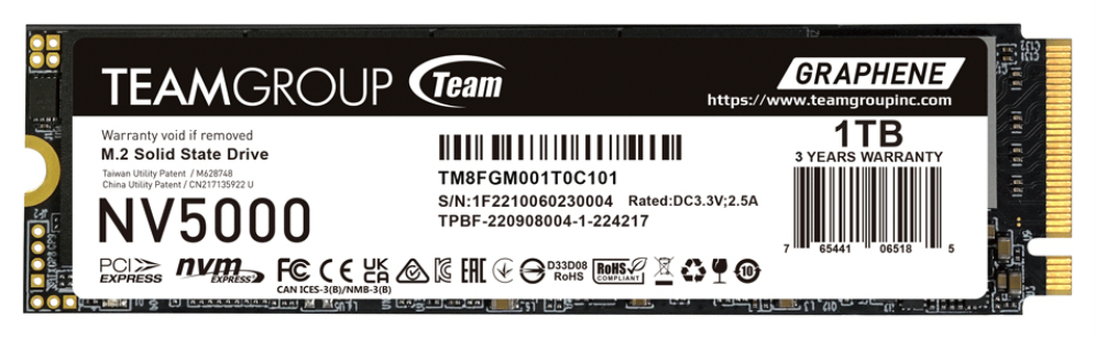 Team Group NV5000 1 TB M.2 PCI Express 4.0 NVMe 3D NAND