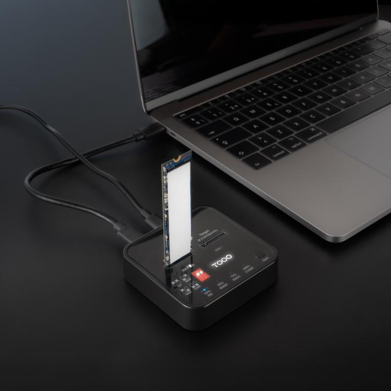 TooQ Docking Station USB-C 3.2 Gen 2 Dual Bay para SSD M.2 NGFF/NVMe Clonador, Negro