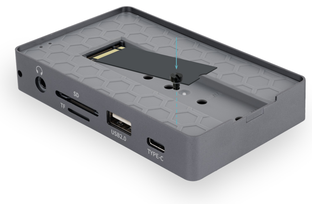 TooQ Caja externa para SSD M.2 NVMe/SATA + HUB USB-C 3.2 Gen2 con 2x USB-A 3.1 + 1x USB-A 2.0 + USB-C 3.2 Gen2 + HDMI 2.0 + RJ45 + SD/TF + AUDIO + USB-C PD 100W, Gris