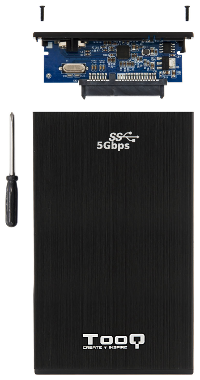 TooQ TQE-2522B caja para disco duro externo Caja de disco duro (HDD) Negro 2.5"