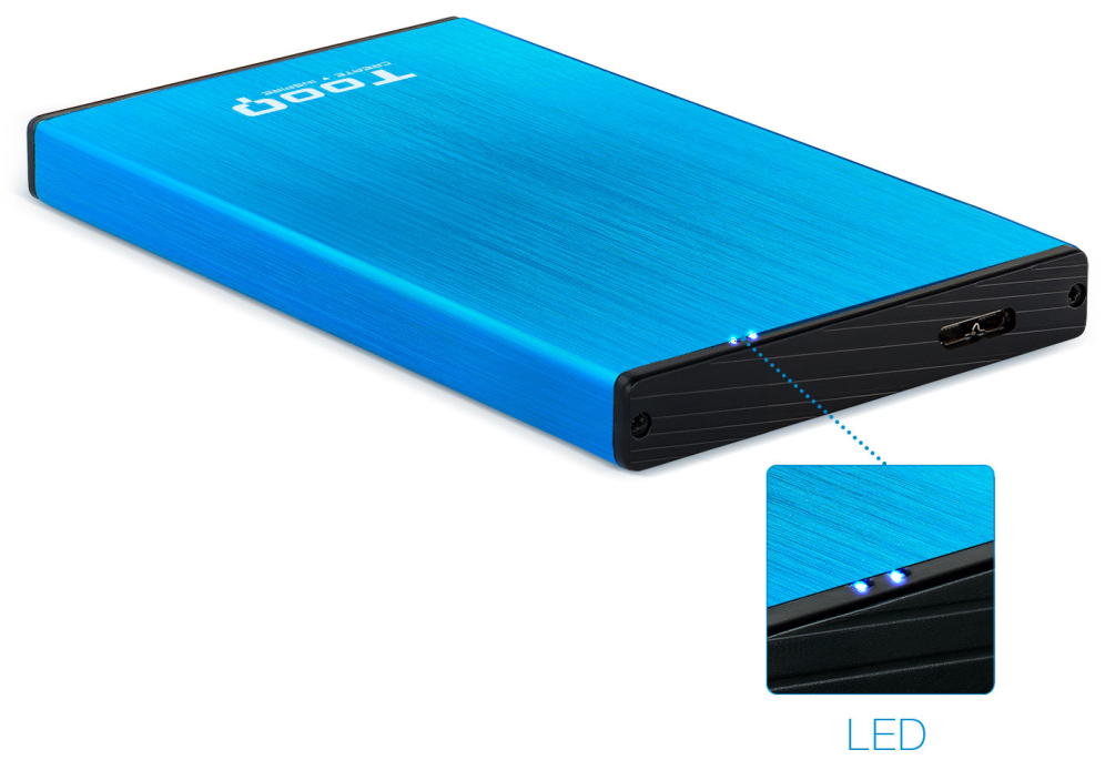 TooQ TQE-2527BL caja para disco duro externo Caja de disco duro (HDD) Negro, Azul 2.5"