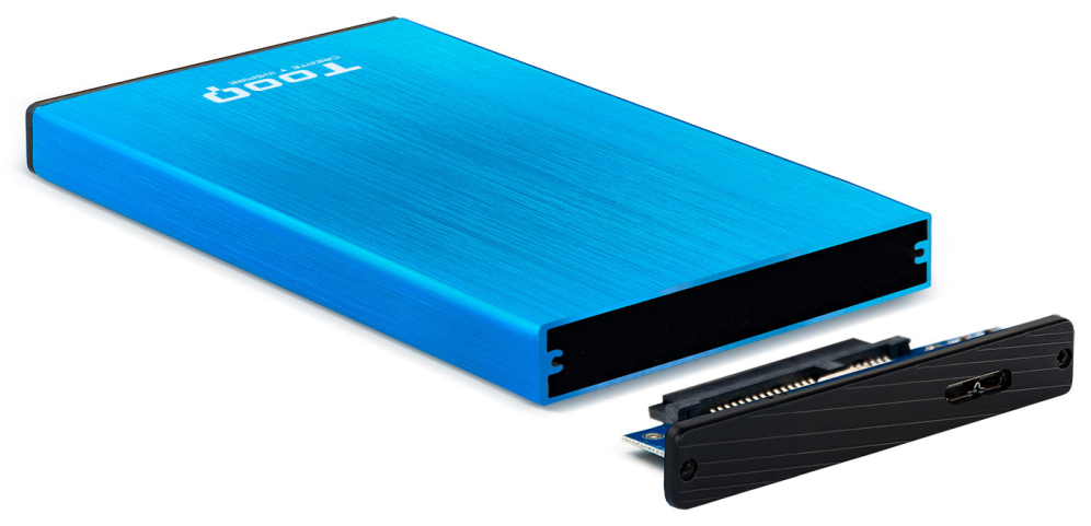 TooQ TQE-2527BL caja para disco duro externo Caja de disco duro (HDD) Negro, Azul 2.5"
