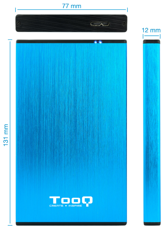 TooQ TQE-2527BL caja para disco duro externo Caja de disco duro (HDD) Negro, Azul 2.5"
