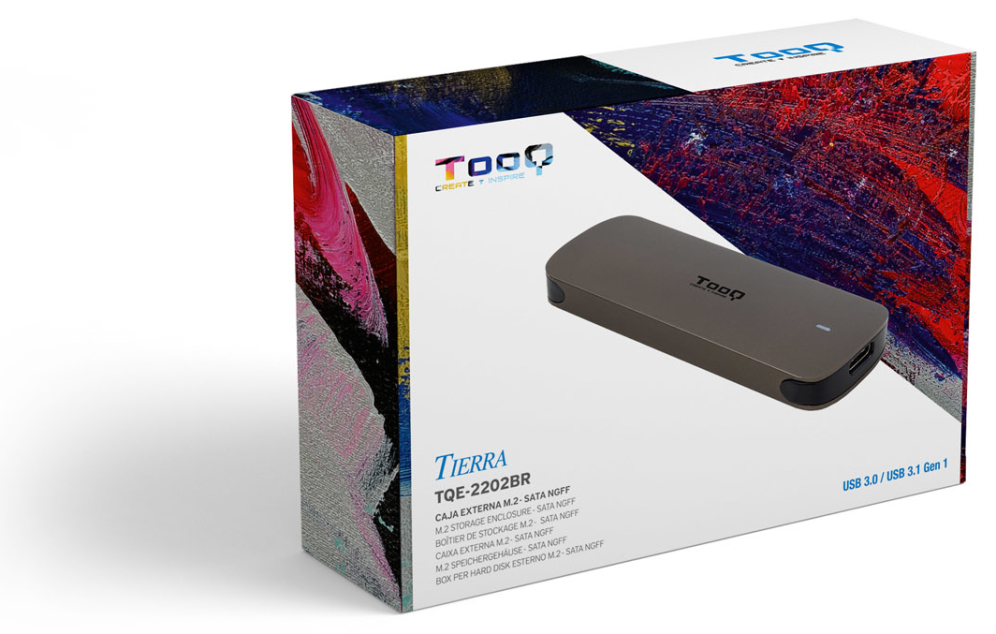 TooQ Caja Externa para SSD M.2 NGFF, Marrón