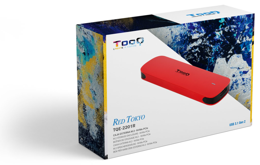 TooQ Caja externa para SSD M.2 NVMe, Rojo