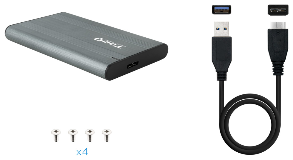 TooQ Caja Externa para Discos de 2,5” HDD/SSD, Gris