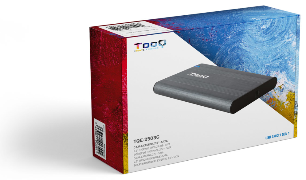 TooQ Caja Externa para Discos de 2,5” HDD/SSD, Gris