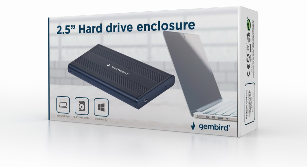 Gembird EE2-U2S-5 caja para disco duro externo Caja de disco duro (HDD) Negro 2.5"