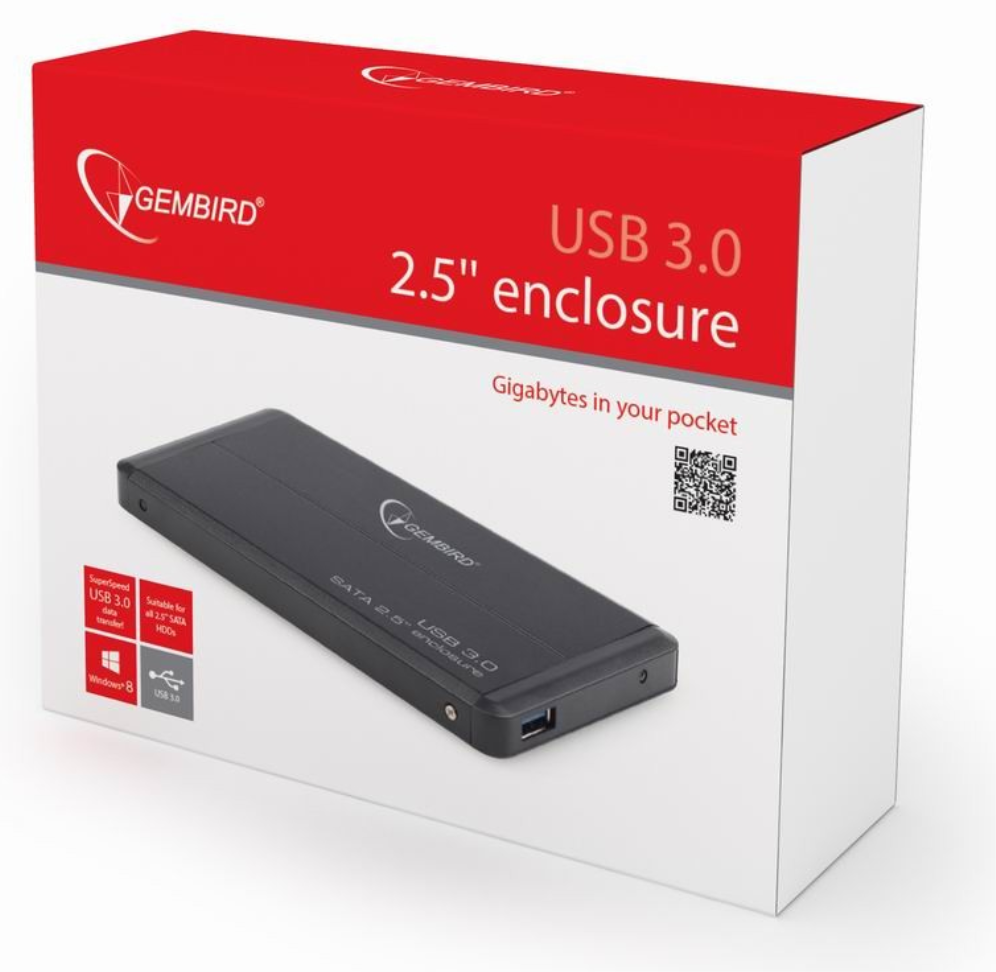 Gembird EE2-U3S-2 caja para disco duro externo Caja de disco duro (HDD) Negro 2.5"